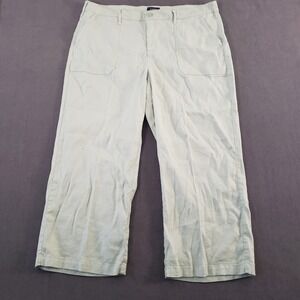 NYDJ Brigitte Capri Women Size 16 Wide Leg High Rise Green Lift Tuck Lined